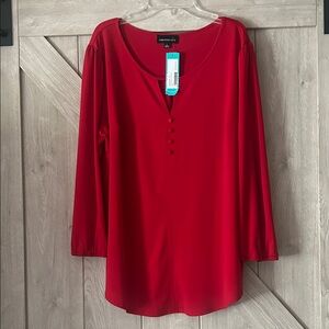 Jones New York Red Button-Front Blouse